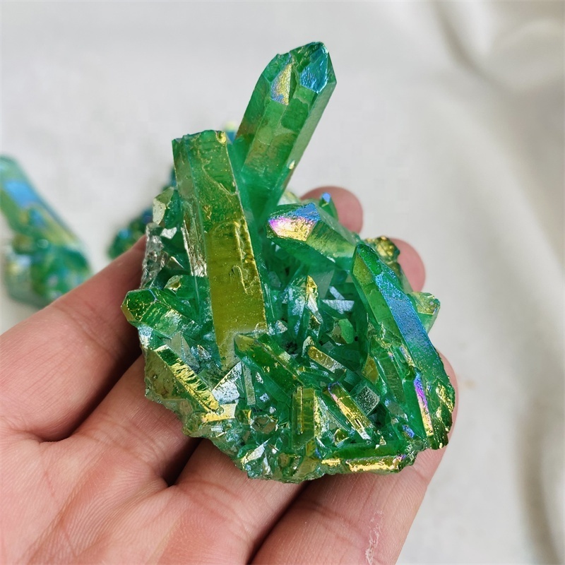 Wholesale Aura Green Quartz Cluster Plated Crystal Cluster