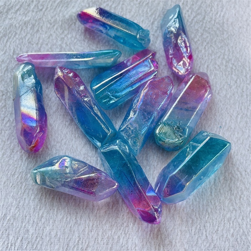 Natural Colorful Crystal Titanium Point Angel Aura Quartz Lemuria Point For Sale