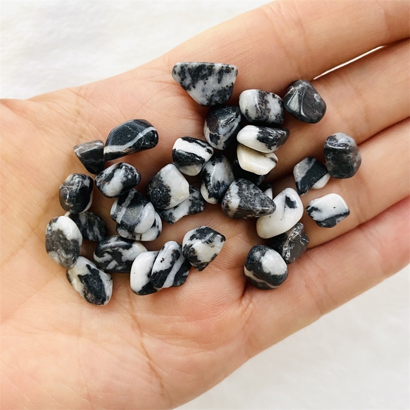 Wholesale natual polished crystal gemstone tumble stone chips white and black Jasper gravel for gift decoration