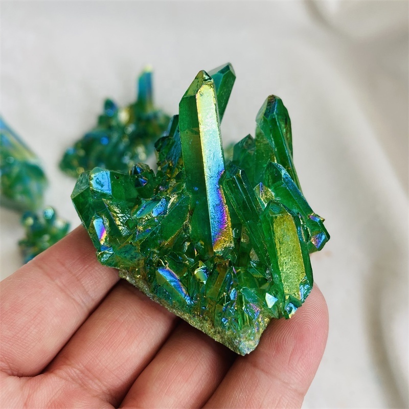 Wholesale Aura Green Quartz Cluster Plated Crystal Cluster