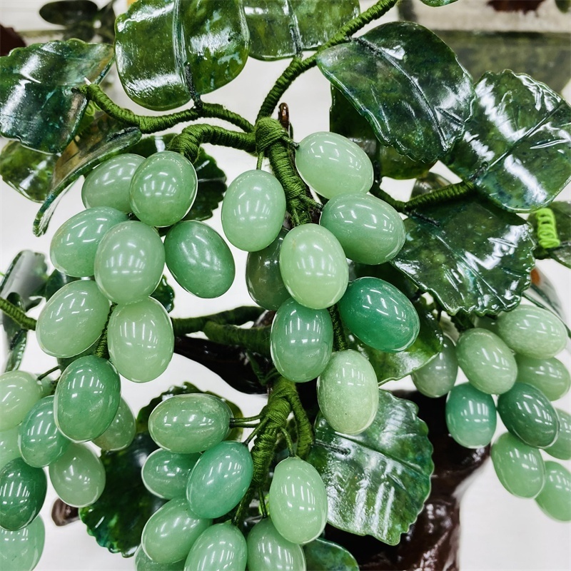 Wholesale Natural Crystal Rose Quartz Aventurine Quartz Jade Stone Grape Tree Jade Fruit Bonsai Tree