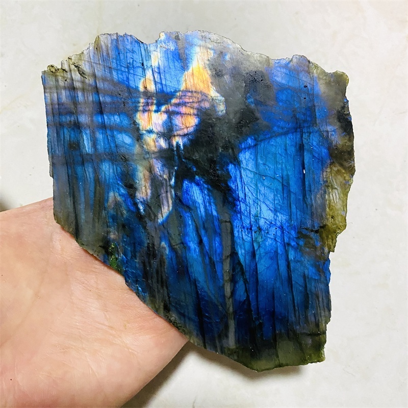 Wholesale natural rough labradorite stone slab raw labradorite gemstone crystal slices