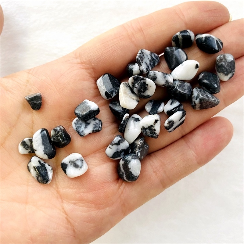 Wholesale natual polished crystal gemstone tumble stone chips white and black Jasper gravel for gift decoration