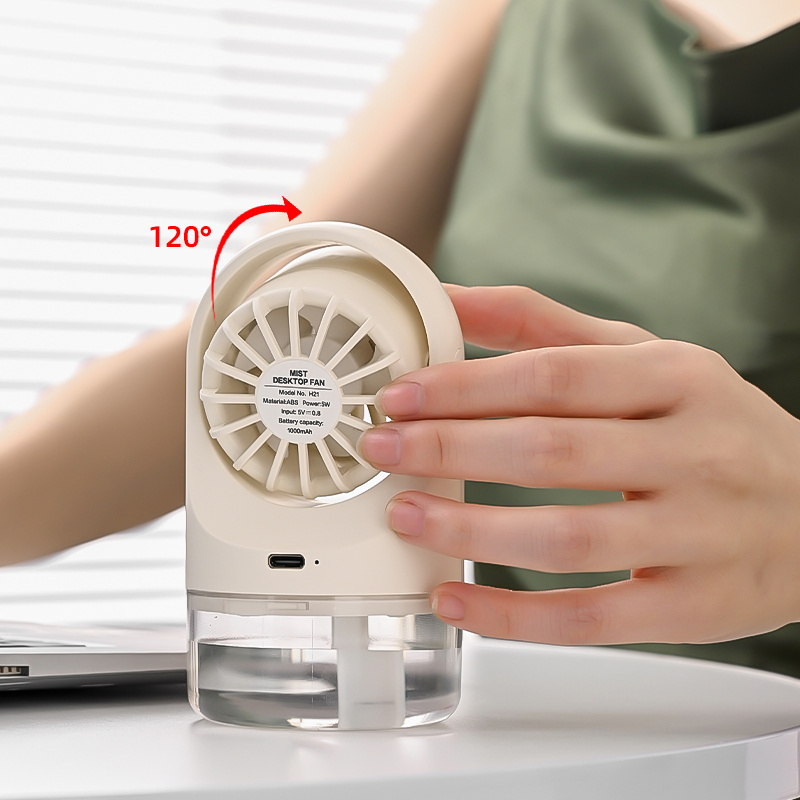 2024 newest outdoor water humidifier with handheld desk fan USB rechargeable cooling air table personal mini portable mist fan