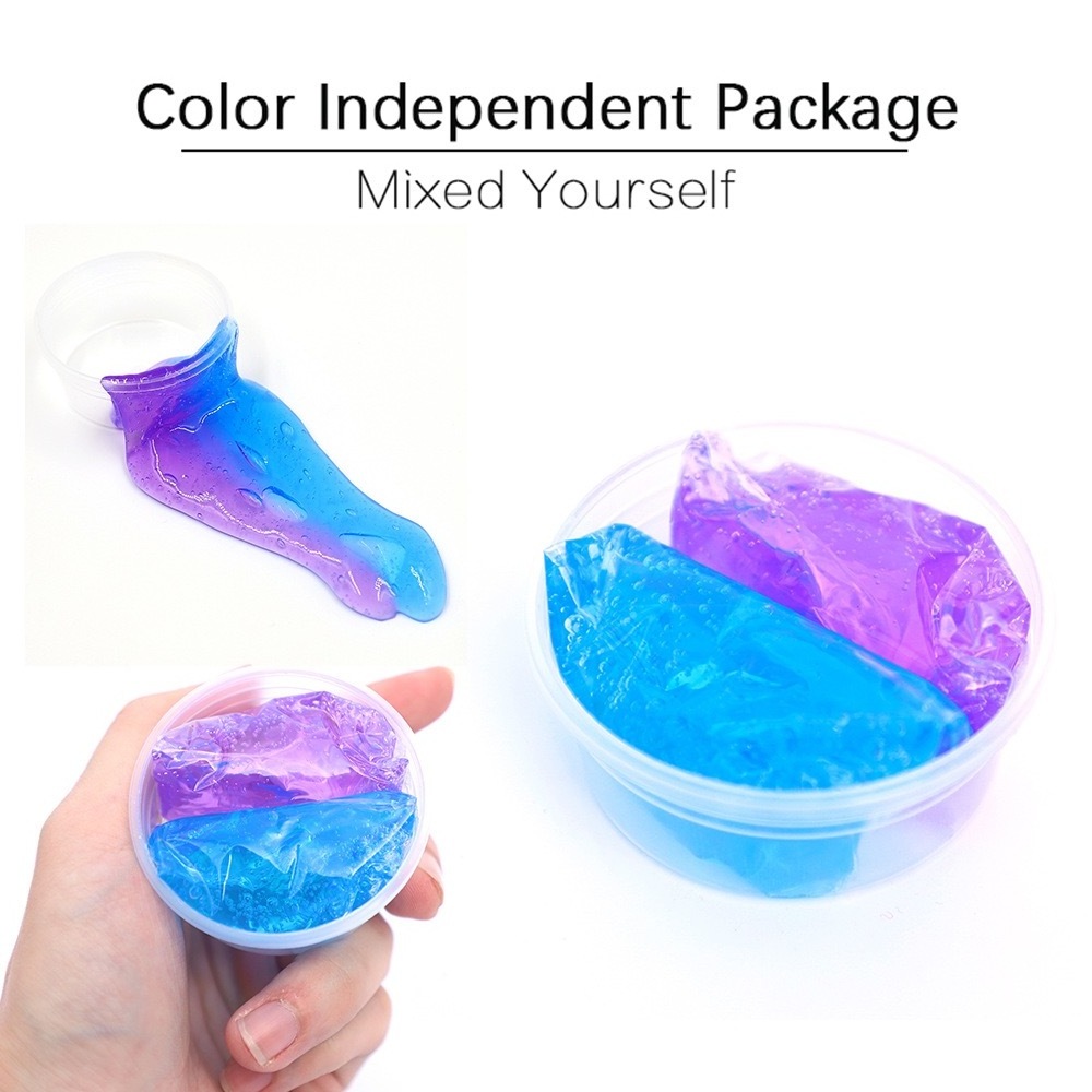 Educational colorful crystal slime mixing color clear crazy slime putty playdough slime