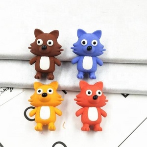 Korean stationery products kawaii school supplies 3D modeling little fox eraser wholesale cute animal novelty mini erasers