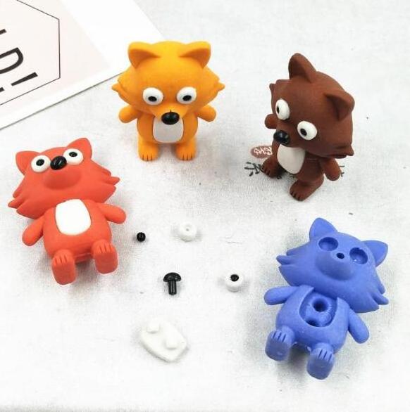 Korean stationery products kawaii school supplies 3D modeling little fox eraser wholesale cute animal novelty mini erasers