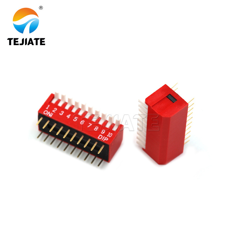 2.54mm DIP Switch Pitch Terminals Gold Plated 7 3 8 Pin 6 Pin Push OEM On Off Toggle Micro Button Switch Red Blue Dip Switches