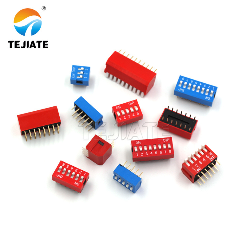 2.54mm DIP Switch Pitch Terminals Gold Plated 7 3 8 Pin 6 Pin Push OEM On Off Toggle Micro Button Switch Red Blue Dip Switches