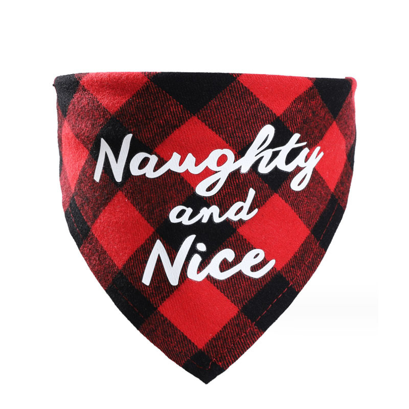 Dog Accessories Factory Plaid Printing Triangle Custom Washable Dog Christmas Bandana for Dogs