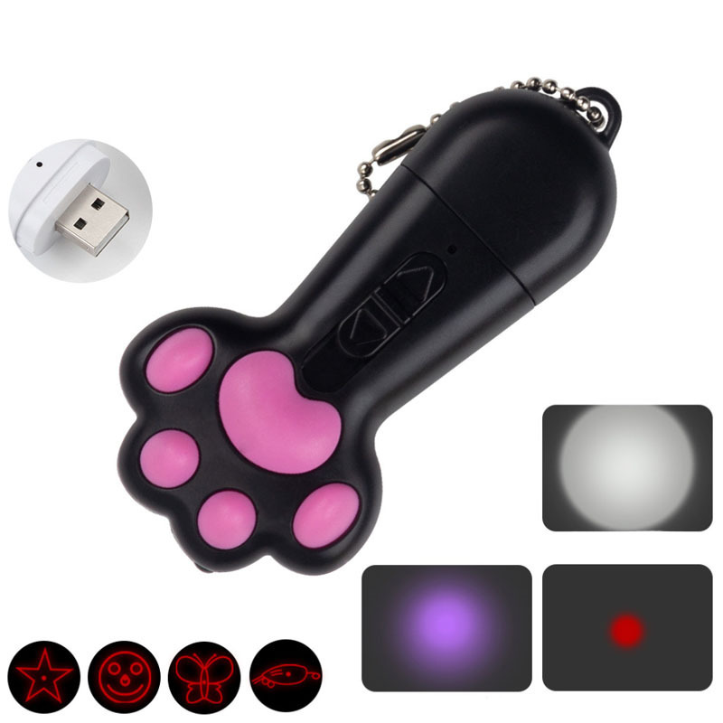 Funny Cat Toys Durable USB Rechargeable 3 in 1 Red Dot Flashlight Laser Led Pen For Cat