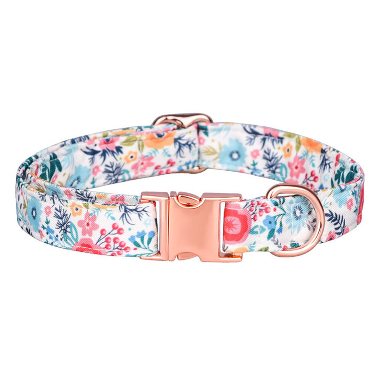 Durable Adjustable Colorful Printed Metal Buckle Dog Collar for Small Medium Large Dogs