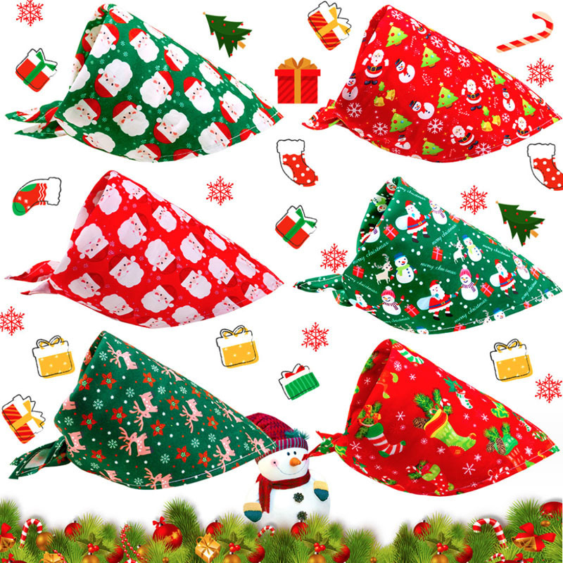 OEM Soft Washable Print Adjustable Scarf Eco Friendly Dog Christmas Bandana for Puppy Dogs