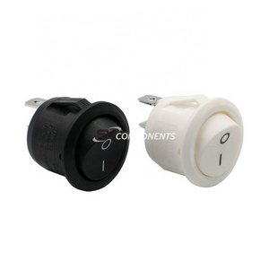 Push Button Switch Black AC 6A 10A 250V On Snap SPST Round Boat Black 2Pin Power  Rocker Switch