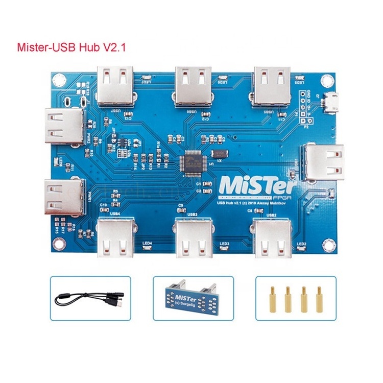 Manual Welding USB HUB Extender Board for Mister FPGA 7 USB Ports IO Board for Terasic DE10 Nano