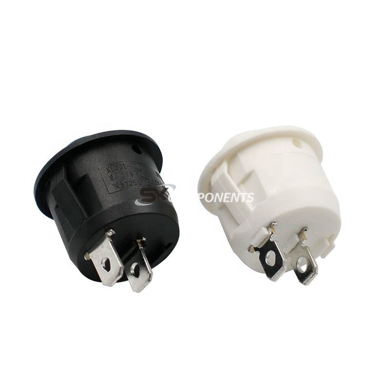 Push Button Switch Black AC 6A 10A 250V On Snap SPST Round Boat Black 2Pin Power  Rocker Switch