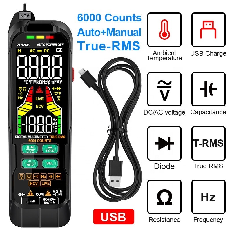 Digital Multimeter Current Direct Current Meter Alternating Voltage Multimetro True RMS Capacitance Temp Detector Multitester