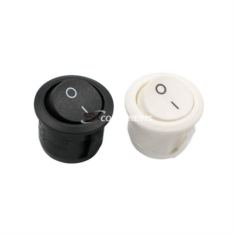 Push Button Switch Black AC 6A 10A 250V On Snap SPST Round Boat Black 2Pin Power  Rocker Switch