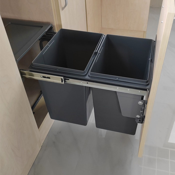 2X15L Kitchen Garbage Container Under Sink Built in Waste Bin for 400/450 mm Cabinet