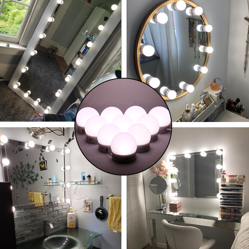 Hollywood Makeup Vanity Mirror with Light Bulbs Illuminate Vanity Dressing Table Mirror Light White LED Switch Lamps Stainless