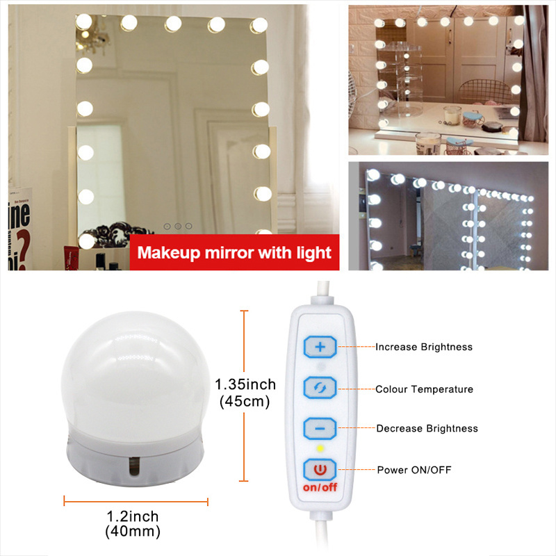 Led Make Up Mirror Light Vanity Bulbs Hollywood Light USB Cable Power Supply Light Bulb