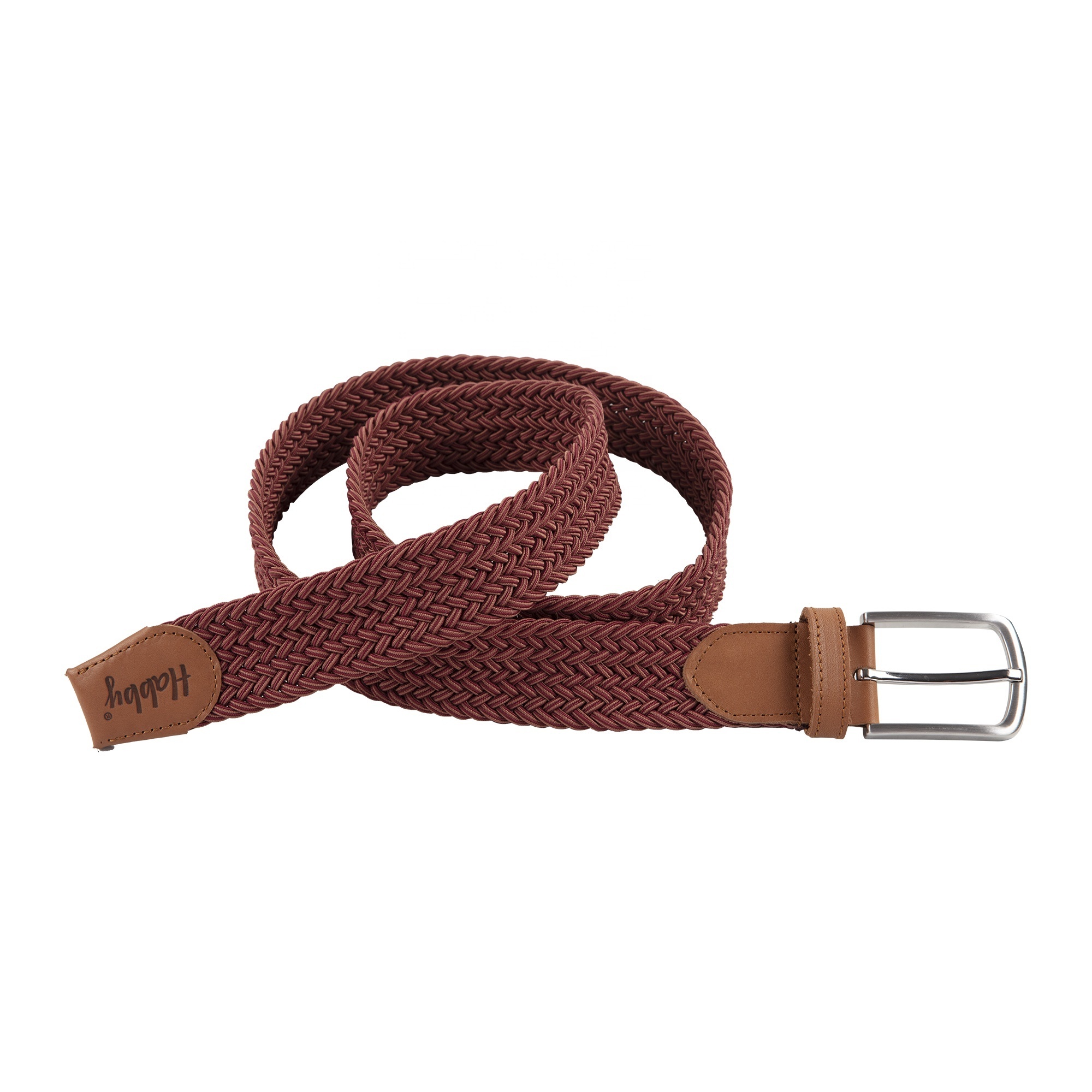 2023 Hot Elastic Fabric Men Stretch Multicolored Braided Bordeux Belts Essentials Men's Stretch Woven Braid Belt