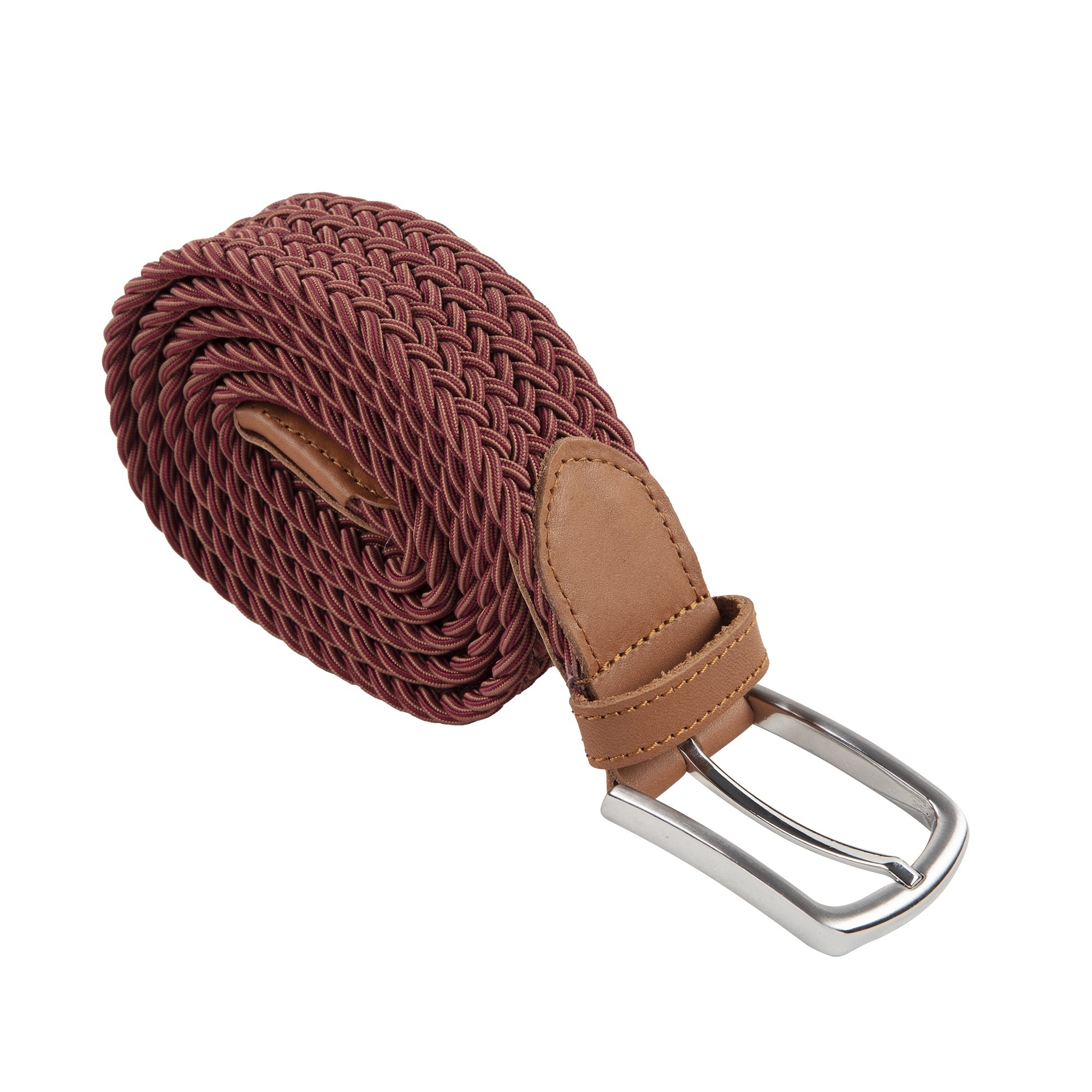 2023 Hot Elastic Fabric Men Stretch Multicolored Braided Bordeux Belts Essentials Men's Stretch Woven Braid Belt