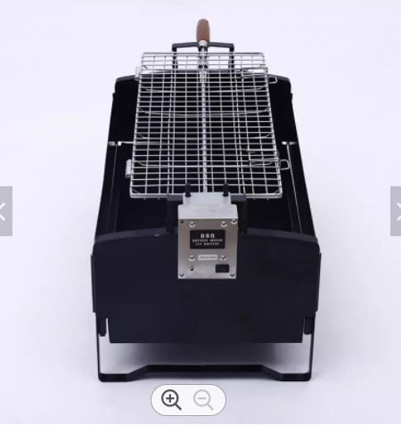 Movable trolley outdoor electric rotary charcoal grill  portable family camping stainless steel grill  with a fish grill