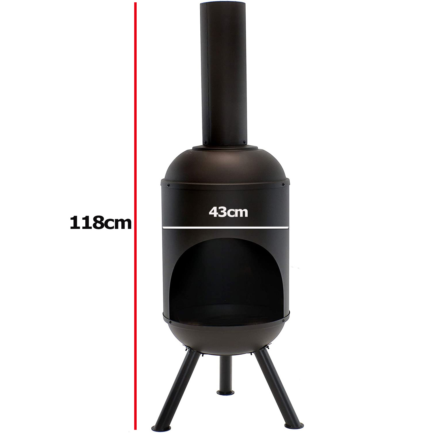 Outdoor Garden Black Chimineas BBQ Charcoal Grill wit Wood Grate Wood-Burning Fire Pit