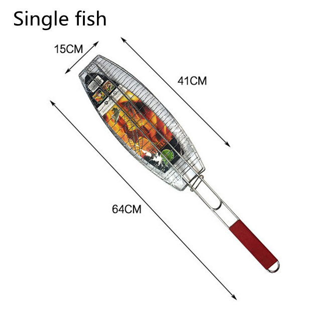 Outdoor BBQ tong Tool Barbecue Three Fish Clip Single Grilled bbq Fish clip Net