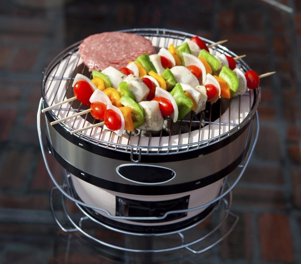 Round Tabletop Carbon Grill Portable Barbecue Charcoal Stove Japanese Hibachi Yakitori BBQ Grill