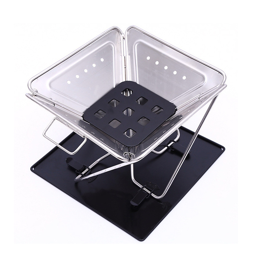 2022 Hot sale Folding Fire Pit And BBQ Grill Camping Fire Pit SS Wood Burning Fire Pit Outdoor