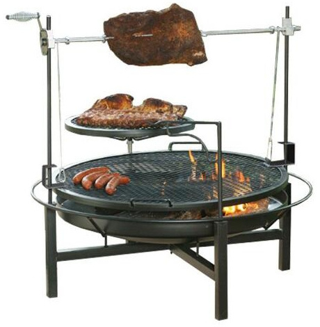 Large Cooking Capacity Multi-function BBQ Grill Heavy Duty Firepit Bowl with Rotisseries and Warming Rack