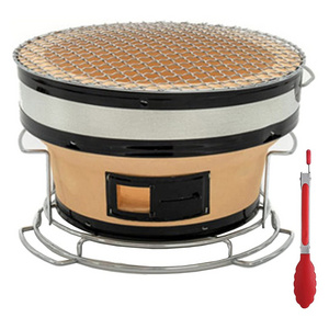 Round Tabletop Carbon Grill Portable Barbecue Charcoal Stove Japanese Hibachi Yakitori BBQ Grill