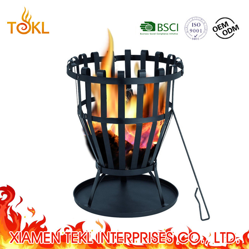 Round Steel Firewood Basket Korean Charcoal BBQ Japanese Fire pit