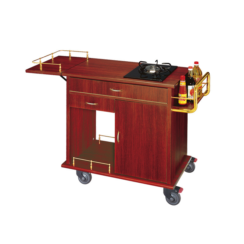 Collapsible Cooking Cart Single/Double Head Stove Food Serving Flambe Trolley