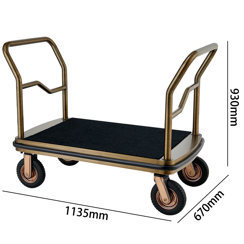 Durable Baggage Trolley Bellman Cart Service Airport Hotel Lobby Luggage Trolley Seal Glaze Matte Hand Truck