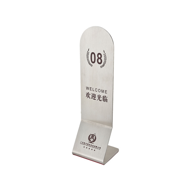 Hotel Luxury Lobby Guiding Welcome Sign Table Stand Number Holder Stainless Steel Display Number Stand for Restaurant