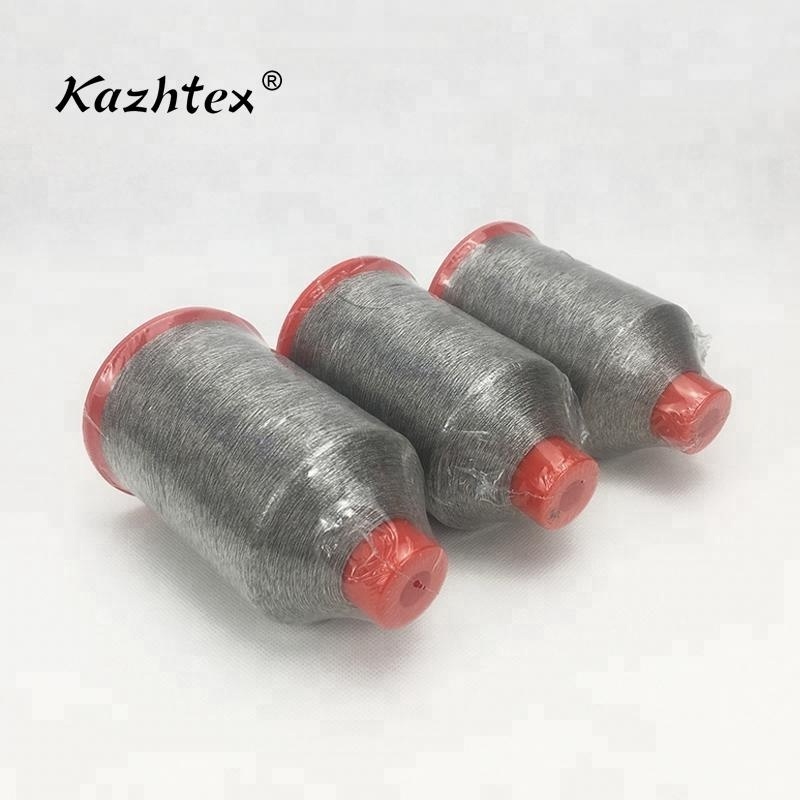 Kazhtex anti static mixed polyester twisting  silver thread