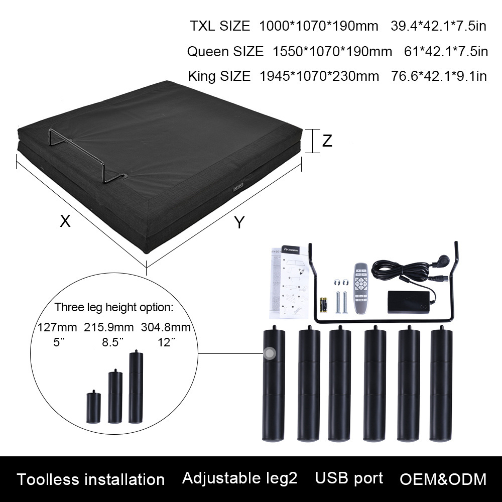 Meisemobel USA Stock Electric Adjustable bed frame with massage modern split adjustable bed frame king size adjustable bed base