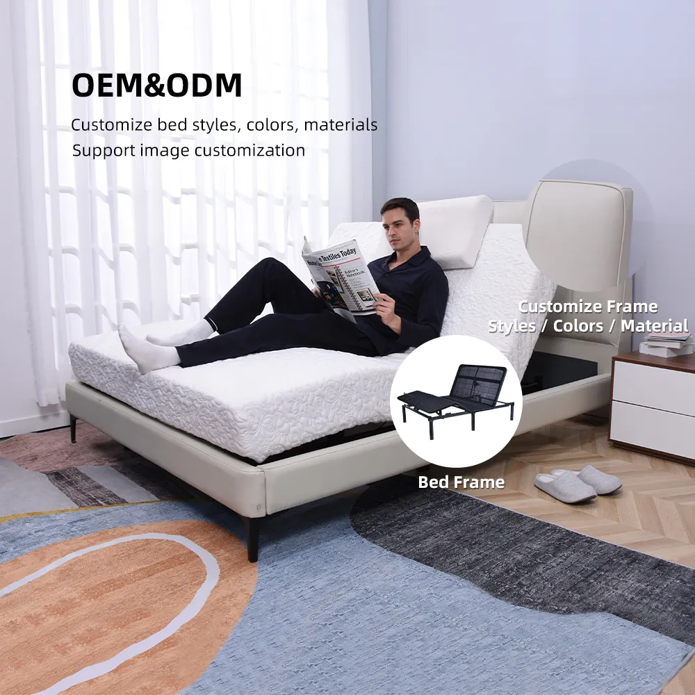 Meisemobel best price electric adjustable bed with mattress,electric adjustable king size bed,adjustable bed parts okin