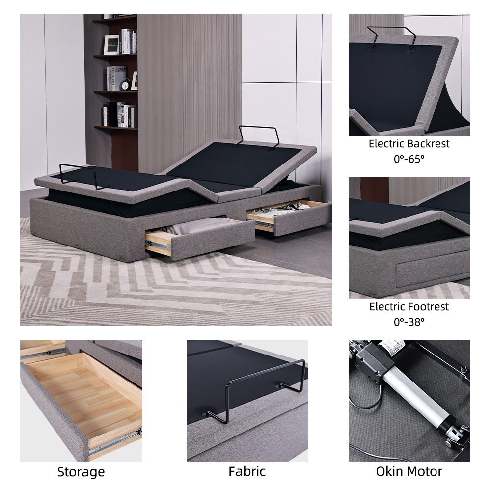 Meisemobel Electric Adjustable bed frame king size modern bedroom set luxury smart bed frame king size storage bed with drawers