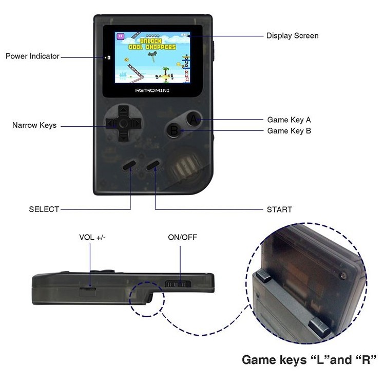 Custom 32bit 169 in 1 Retro portable mini NTO pokemo handheld game console player gameboy color console pocket ips for gba