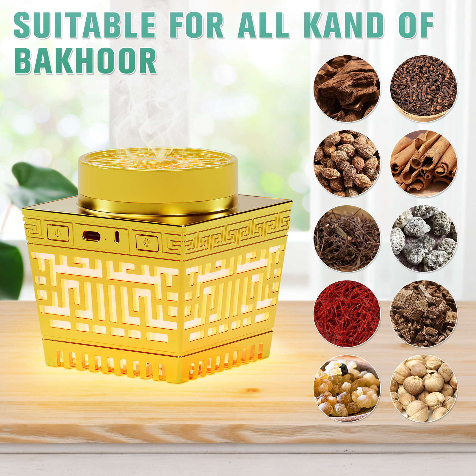 Factory USB Power Bakhoor Portable Stove Saudi Arabia Aroma Diffuser Coran Incense Burner Bukhoor