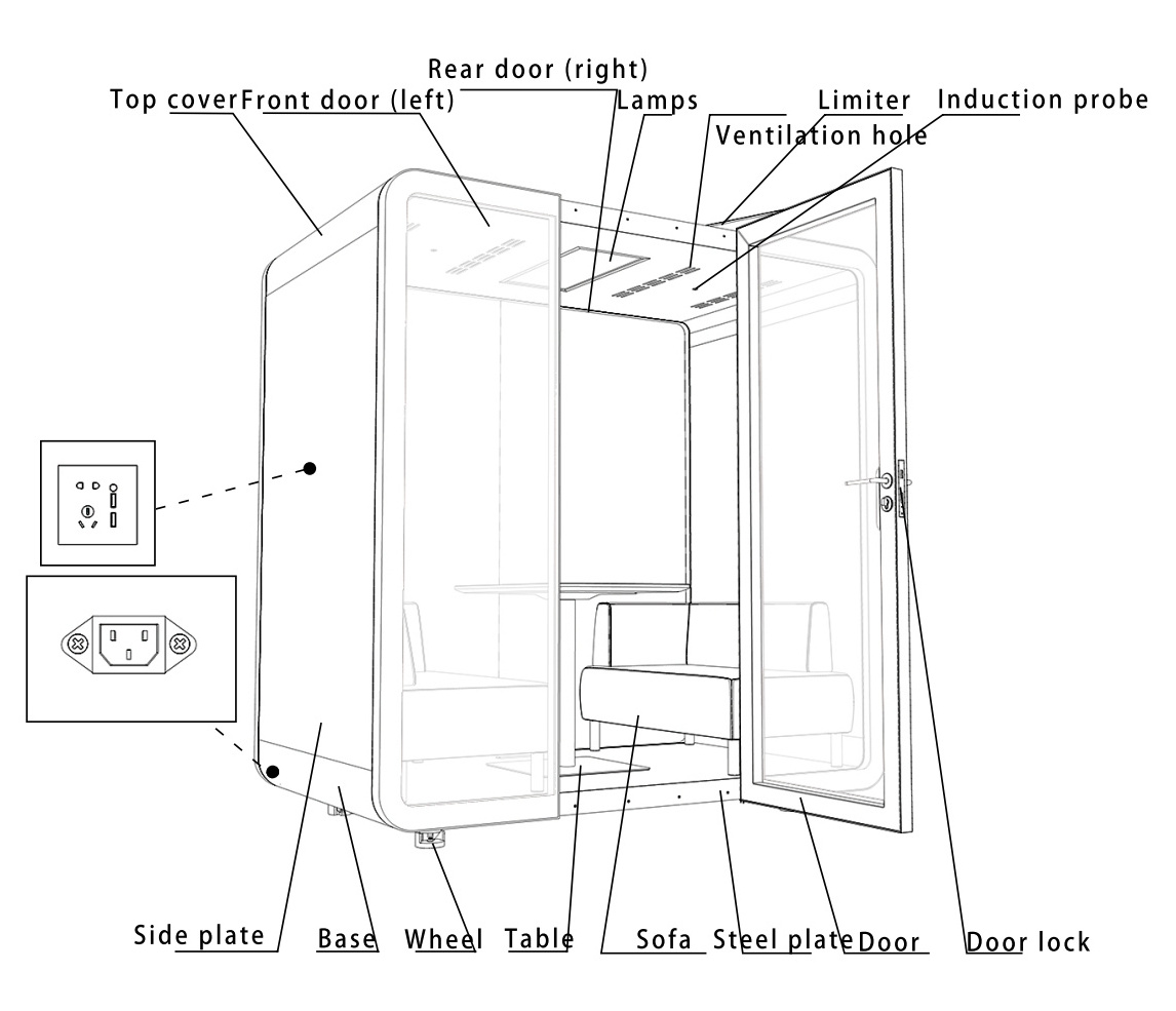 2-6 sound proof office meeting room  pod movable meeting room manufacturer supplied portable acoustic office meeting booth