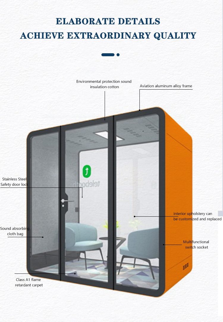 2-6 sound proof office meeting room  pod movable meeting room manufacturer supplied portable acoustic office meeting booth