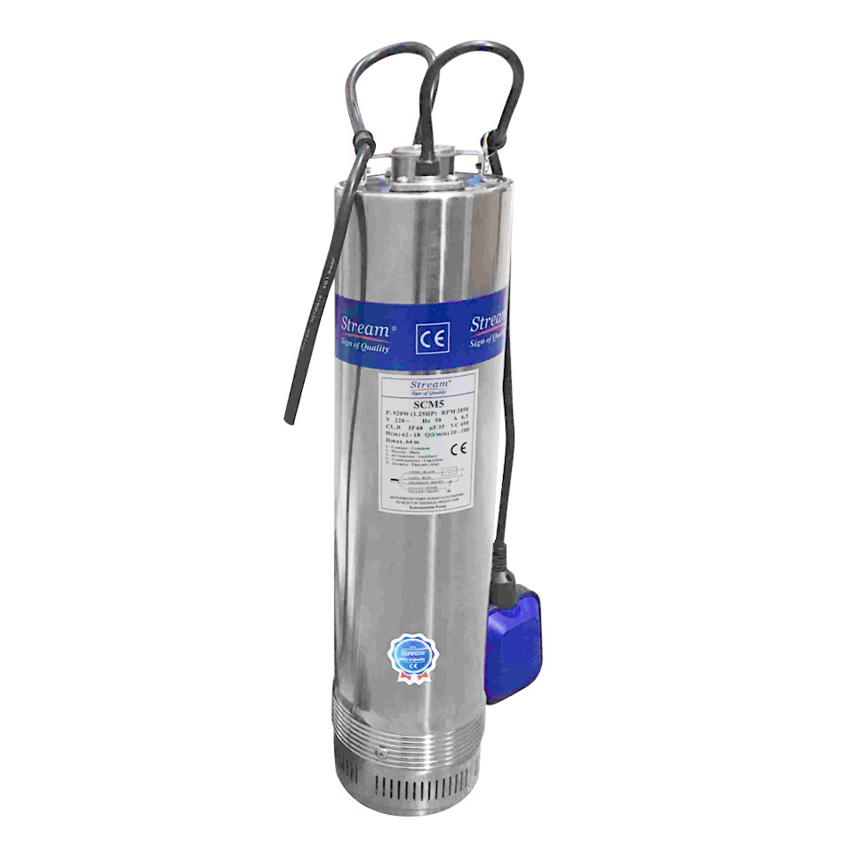 SCM Series 0.75HP 2HP Multistage three/single phase Electric High Lift Stainless Steel Submersible Farm Irrigation Pump