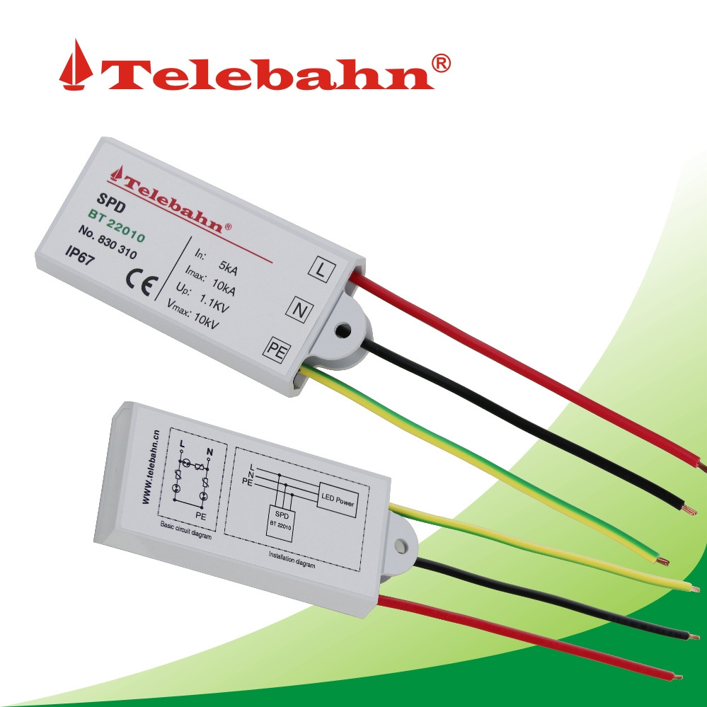 Telebahn LED SPD Surge Protector IP67 5kA/10kA 10kV Surge Protective Device for Street Light  Lighting Surge Arrester