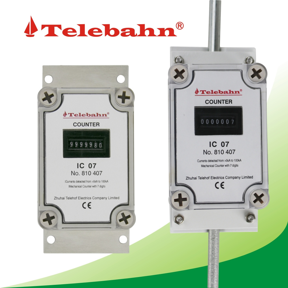 OEM Telebahn Mechanical Surge Counter 5kA-150kA 7-Digit Display 0-9999999 IP65 Protection CE Certified Impulse Counter