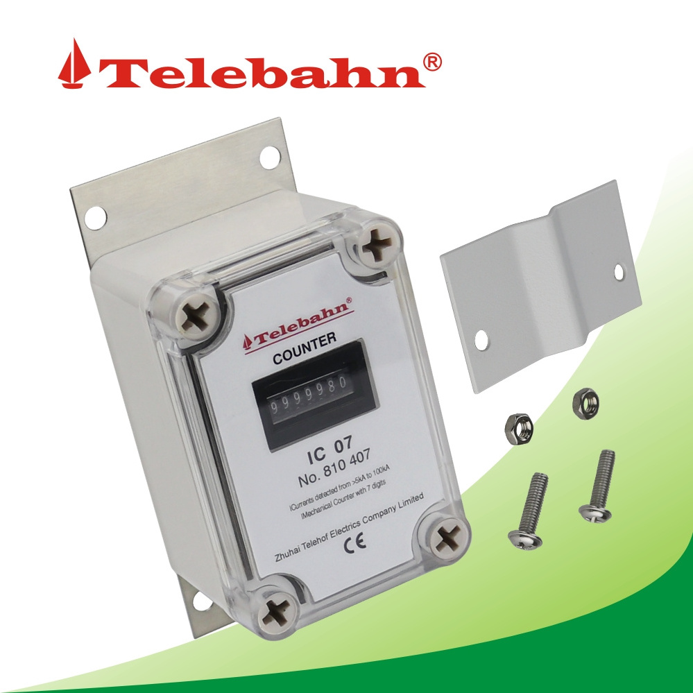 OEM Telebahn Mechanical Surge Counter 5kA-150kA 7-Digit Display 0-9999999 IP65 Protection CE Certified Impulse Counter